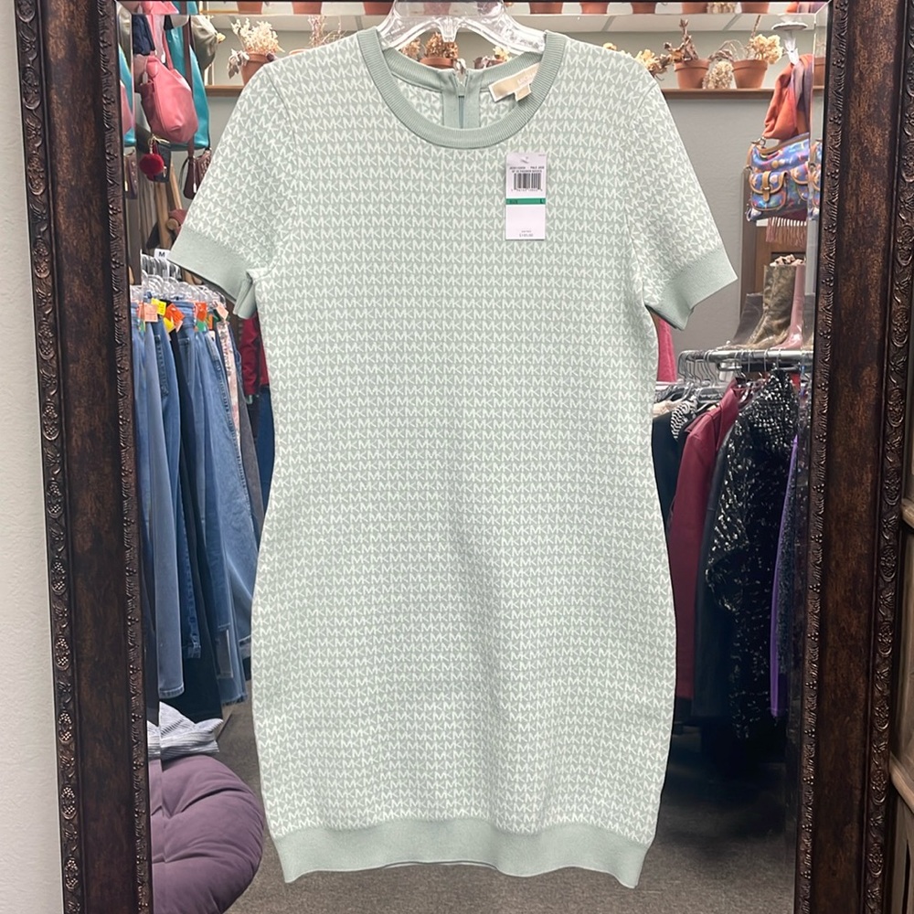 Michael Kors Monogram print mint sweater dress
